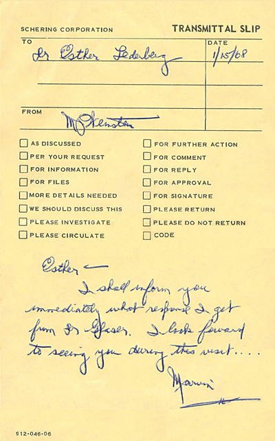 MarvinWeinstein to EML (Shering routing slip) 1-15-68 66-69